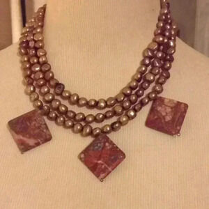 One of a kind pear stone necklace